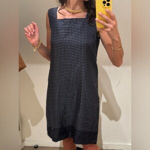 DKNY Black and White Patterned Midi Dress